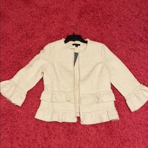 Ann Taylor Petite Off White Tweed Blazer 8P